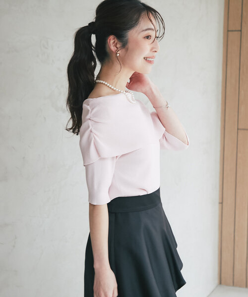 ニット セーター 「最強美人見え」クールタッチUVオフショルリブニット レディース La boutique Bonbon ニット セーター 「最強美人見え」クール