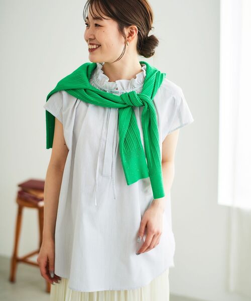 le.coeur blanc（ルクールブラン） ブラウス シャツ ストライプフリル