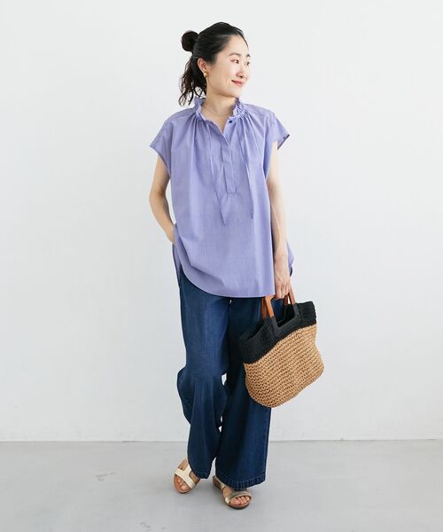 le.coeur blanc（ルクールブラン） ブラウス シャツ ストライプフリル