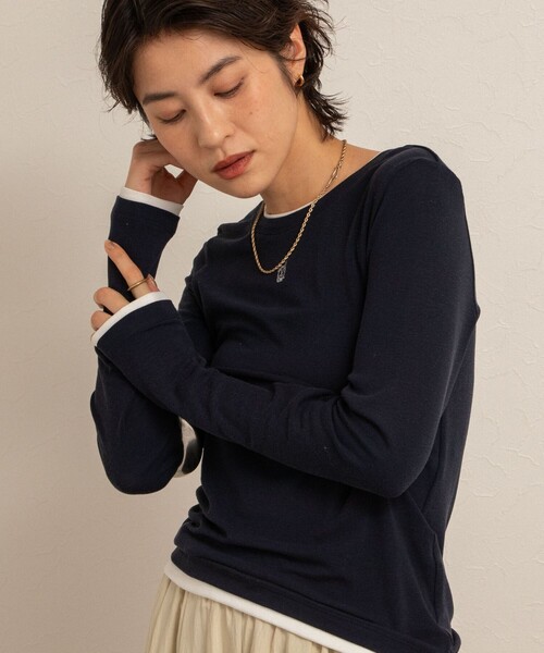 tシャツ 「MAQWEL/マクウェル」レイヤードライクロンT レディース NOLLEY'S tシャツ 「MAQWEL/マクウェル」レイヤードライクロンT