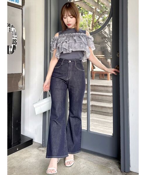 ANTIDOTE ダメージ フレアパンツ ゆったり ジーパン dazzlin ジーンズ デニム デニムパンツ 「骨格ウェーブ向け