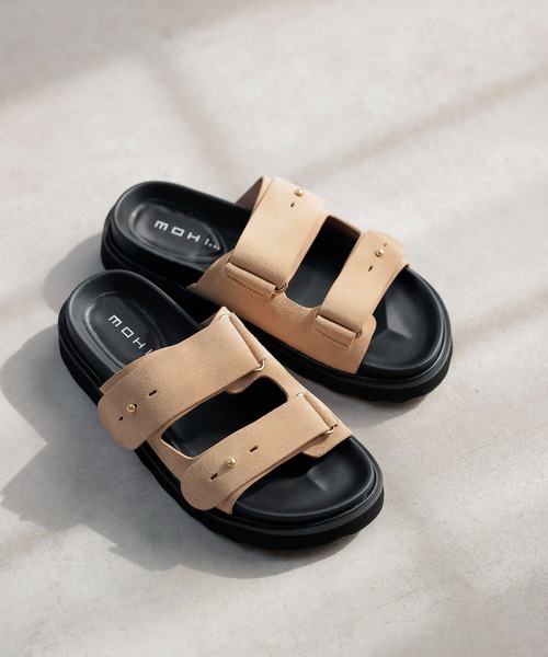 MOHI カウレザー ダブル ストラップ サンダル 楽天市場】【40%OFF】MOHI モヒ カウレザー ダブル ストラップ
