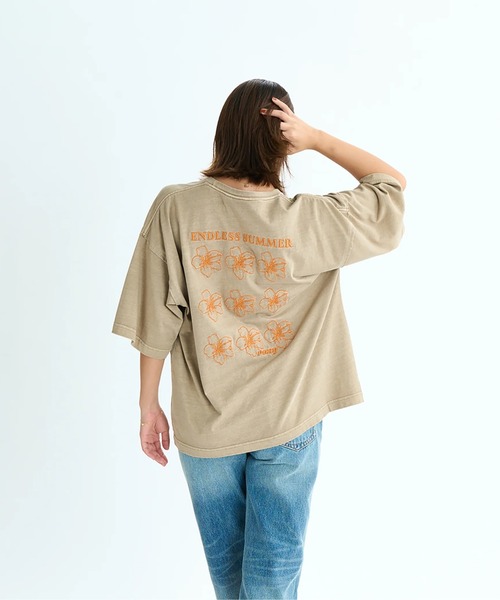 ゆ 　ROXY NEW YORK ベージュ 半袖サイズ ROXY tシャツ ONE MORE/ロキシードロップショルダー半袖Tシャツ