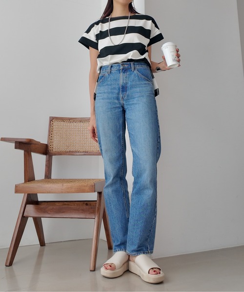 アルチビオ　ボーダー　レディースシャツ　36　新品　水色 SHIPS別注】SPORT CLAD:〈洗濯機可能〉ボーダー ショート ラガー