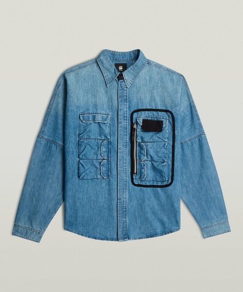 シャツ E Pencil Case Regular Overshirt/ミリタリーディテールマルチポケットレギュラーシャツジャケット メンズの画像