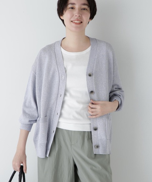 「human woman」 ニットカーディガン MEDIUM パープル レディース