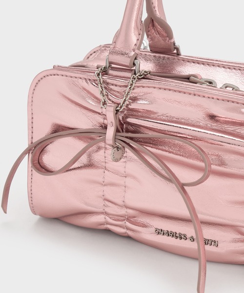 CHARLES & KEITH◆Kadee シャーリング ボウ ボウリングバッグ CHARLES & KEITH トートバッグ Kadee ケーディー メタリック