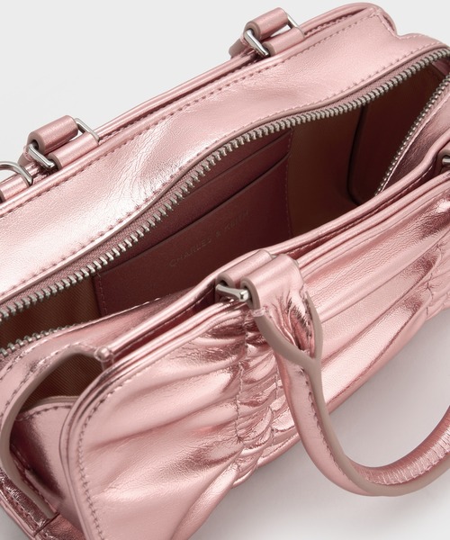 CHARLES & KEITH◆Kadee シャーリング ボウ ボウリングバッグ CHARLES ＆ KEITH トートバッグ Kadee ケーディー メタリック