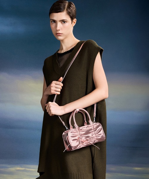 CHARLES & KEITH◆Kadee シャーリング ボウ ボウリングバッグ CHARLES ＆ KEITH トートバッグ Kadee ケーディー メタリック