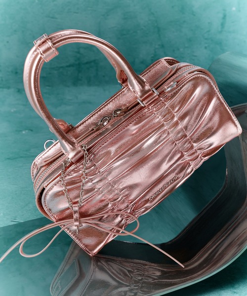 CHARLES & KEITH◆Kadee シャーリング ボウ ボウリングバッグ CHARLES ＆ KEITH トートバッグ Kadee ケーディー メタリック
