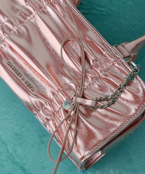 CHARLES & KEITH◆Kadee シャーリング ボウ ボウリングバッグ CHARLES ＆ KEITH トートバッグ Kadee ケーディー メタリック