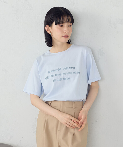 COMME CA ISM（コムサイズム） tシャツ グリッター ロゴTシャツ 