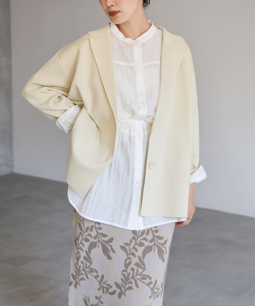 タグ付き未使用品✨HANAE MORI ニット　テーラード　ジャケット　M 伊勢丹新宿店別注 Synthetic Leather Fancy