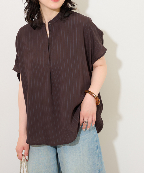 ブラウス シャツ 「WEB限定再入荷！」「手洗い可能」細ストライプでシックにもカジュアルにもN/Rダブルストライプブラウス レディース