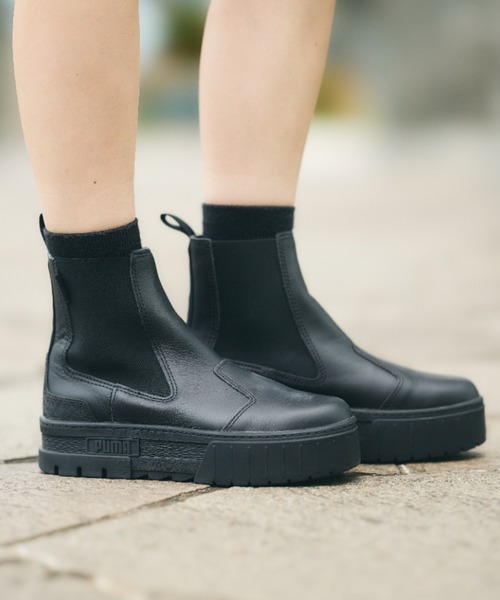 【美品】PUMA / プーマ　厚底　黒　ブラック　ショートブーツ　23㎝ PUMA（プーマ） ショートブーツ 23.0cm ブラック レディース