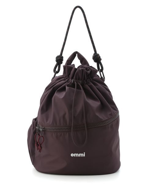 【美品】emmiブラックナイロンバックパック emmi デイバック リュック 「限定カラー」撥水 emmiロゴマルチ