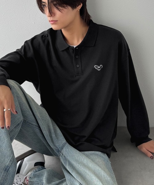 POLO ブラック 長袖ポロシャツ　タグ付き 長袖ポロシャツ ユニセックス 665－035 ブラック （6L