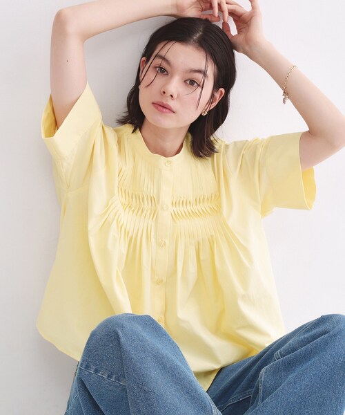 美品✨ヤッコマリカルド ピンタック フレア半袖シャツワンピース