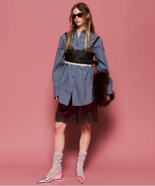 MAISON SPECIAL フェイクレザー セットアップ シャツ パンツ MAISON SPECIAL(メゾンスペシャル)｜faux Leather Cut Off Pants