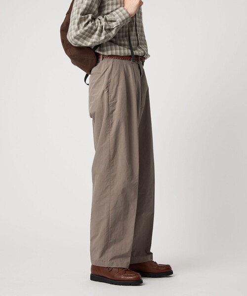 ①Steven Alan ウール ツープリーツ トラウザーズ ネイビー パンツ Steven Alan＞ ウール オックスフォード イン ツープリーツ