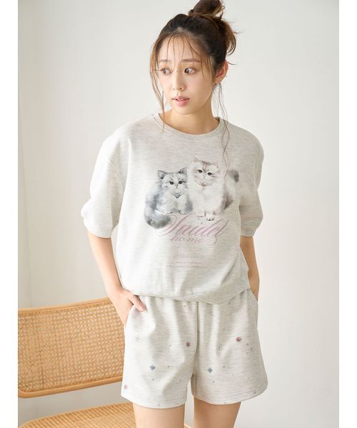 SNIDEL HOME パジャマ ルームウェア CATスウェットセットアップ