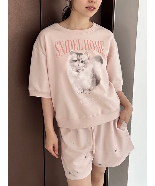 【新品】スナイデルホームCATスウェットセットアップ　ピンク SNIDEL HOME パジャマ ルームウェア CATスウェットセットアップ