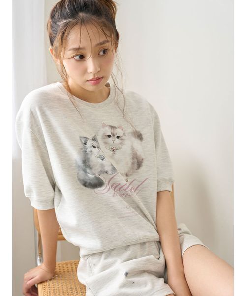 SNIDEL HOME パジャマ ルームウェア CATスウェットセットアップ