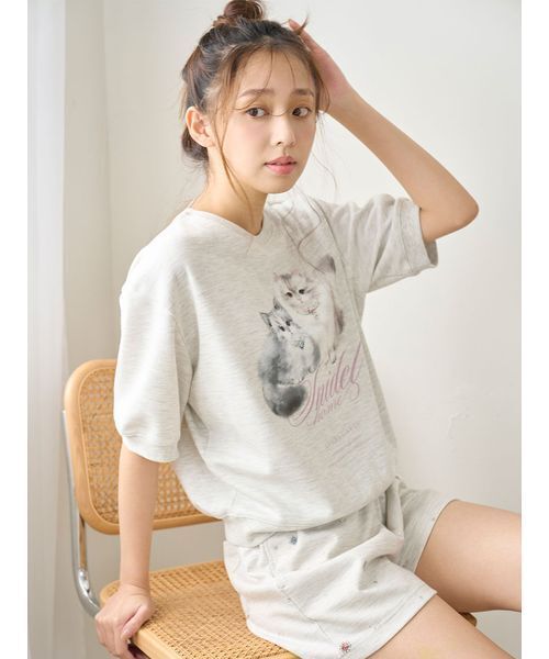 SNIDEL HOME パジャマ ルームウェア CATスウェットセットアップ