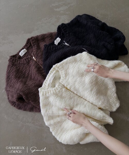 CAPRICIEUX LE'MAGE スラブジップカーディガン　オフホワイト CAPRICIEUX LE'MAGE｜【LE'MAGE×gemeilコラボ】スラブジップ