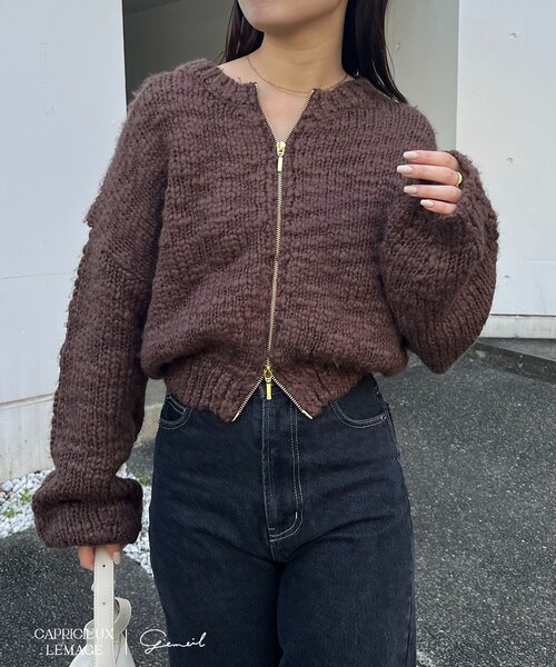 CAPRICIEUX LE'MAGE スラブジップカーディガン　オフホワイト CAPRICIEUX LE'MAGE｜【LE'MAGE×gemeilコラボ】スラブジップ