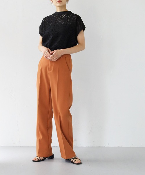 「HER CLOSET」 「SHE MO SHELLY」半袖ブラウス M ダークグリーン レディース_画像3