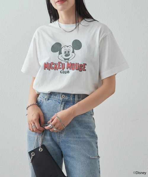 「MICKEY MOUSE」 半袖Tシャツ FREE オフホワイト レディース_画像5