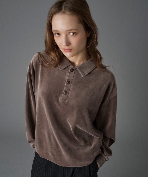 ONCILY（オンシェリー） ポロシャツ CUT VELOUR POLO SHIRT / カット