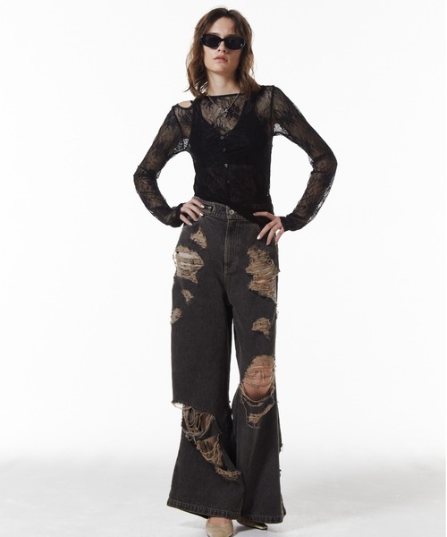 JOSE MOON（ジョゼムーン） tシャツ SLIT CUTTING LACE TOPS/スリット