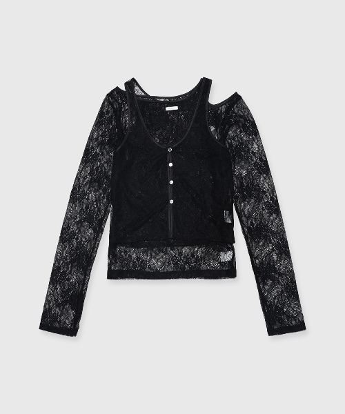 JOSE MOON（ジョゼムーン） tシャツ SLIT CUTTING LACE TOPS/スリット