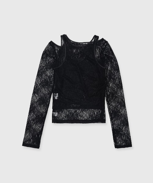 JOSE MOON（ジョゼムーン） tシャツ SLIT CUTTING LACE TOPS/スリット