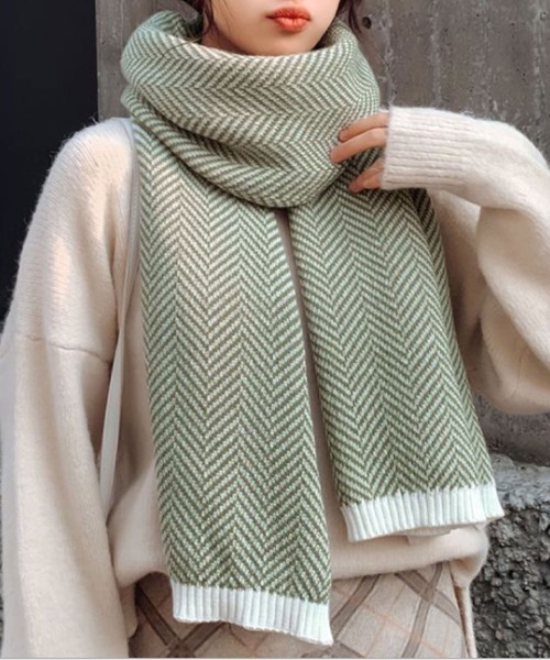 2ly2 マフラー ストール ヘリンボーン柄マフラー レディース
