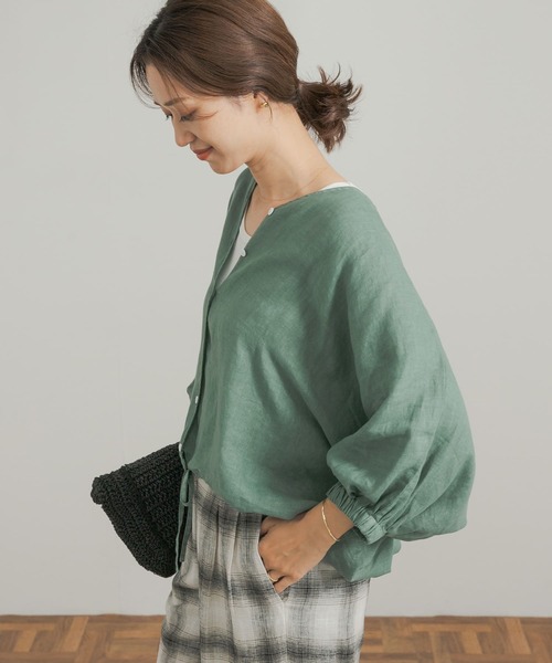 「URBAN RESEARCH DOORS」 7分袖ブラウス MEDIUM ブラック レディース_画像4