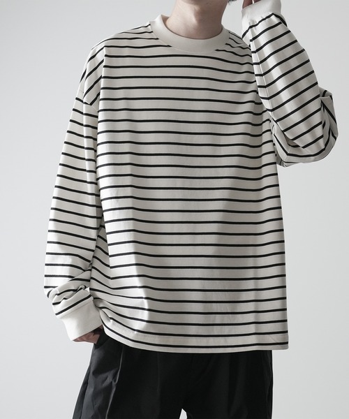 「RUUBON」 長袖Tシャツ S ホワイト×ブラック メンズ_画像9