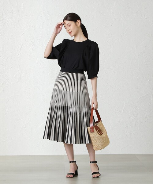 「EPOCA THE SHOP」 フレアスカート 38 ネイビー レディース_画像3