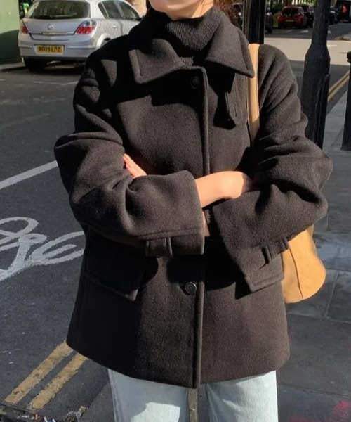 undermycar 韓国ブランド ブラック ダッフルコート undermycar 韓国ブランド ブラック ダッフルコート