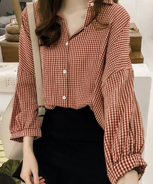 ブラウス シャツ ギンガムチェック長袖シャツ レディース : ZOZOTOWN