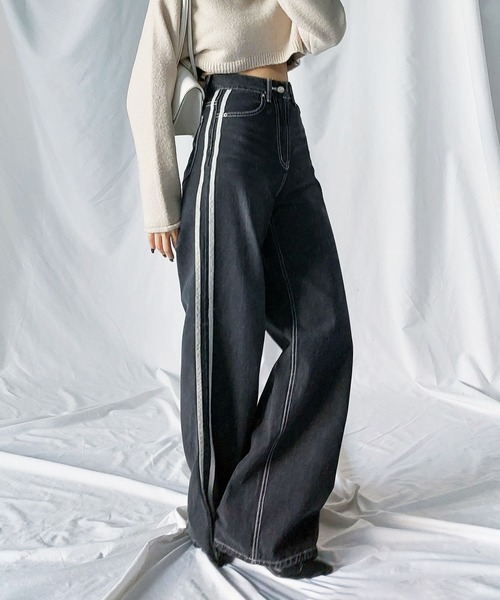 「me+em select」 デニムパンツ MEDIUM ブルー レディース_画像3