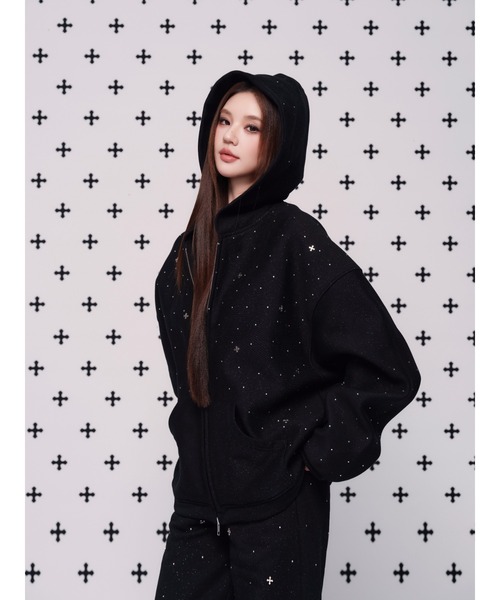 ANDWANG Kirakira jewel zip up black M 新品 新品未使用 】andwang kirakira zipup black - メルカリ