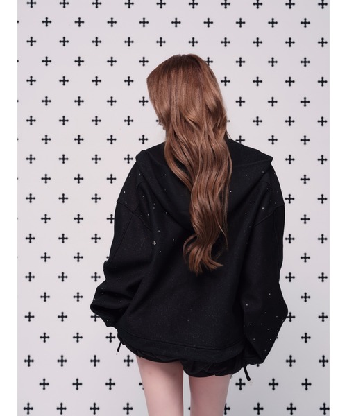 andwang kirakiraパーカー andwang kirakira 2way fur zip up パーカー - メルカリ