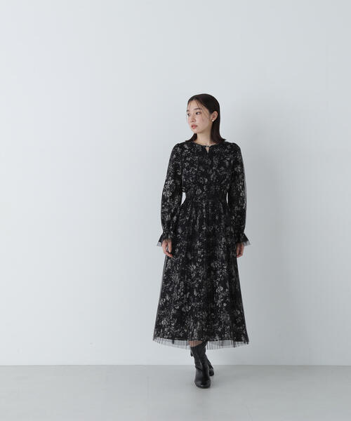 「NATURAL BEAUTY BASIC」 長袖ワンピース MEDIUM ブラック系その他 レディース_画像4