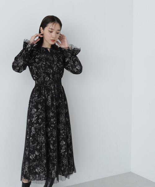 「NATURAL BEAUTY BASIC」 長袖ワンピース MEDIUM ブラック系その他 レディース_画像5