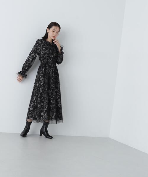 「NATURAL BEAUTY BASIC」 長袖ワンピース MEDIUM ブラック系その他 レディース_画像7