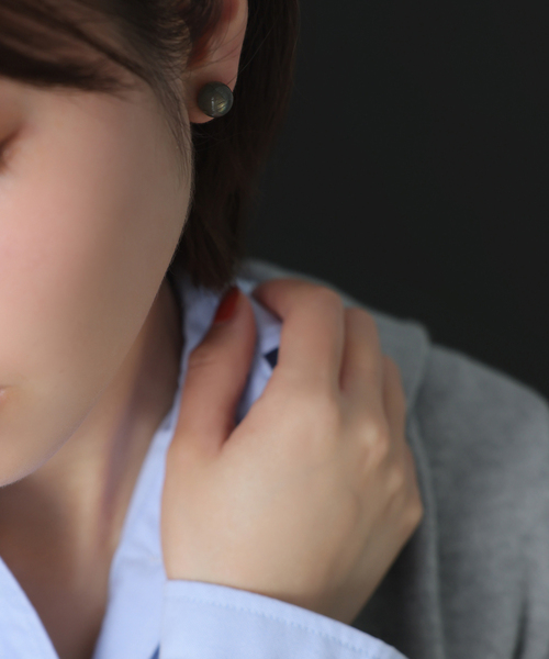 Lilas ピアス ラウンド*キューブカラーストーンピアス K10（両耳
