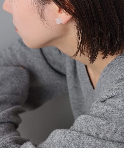 Lilas ピアス ラウンド*キューブカラーストーンピアス K10（両耳